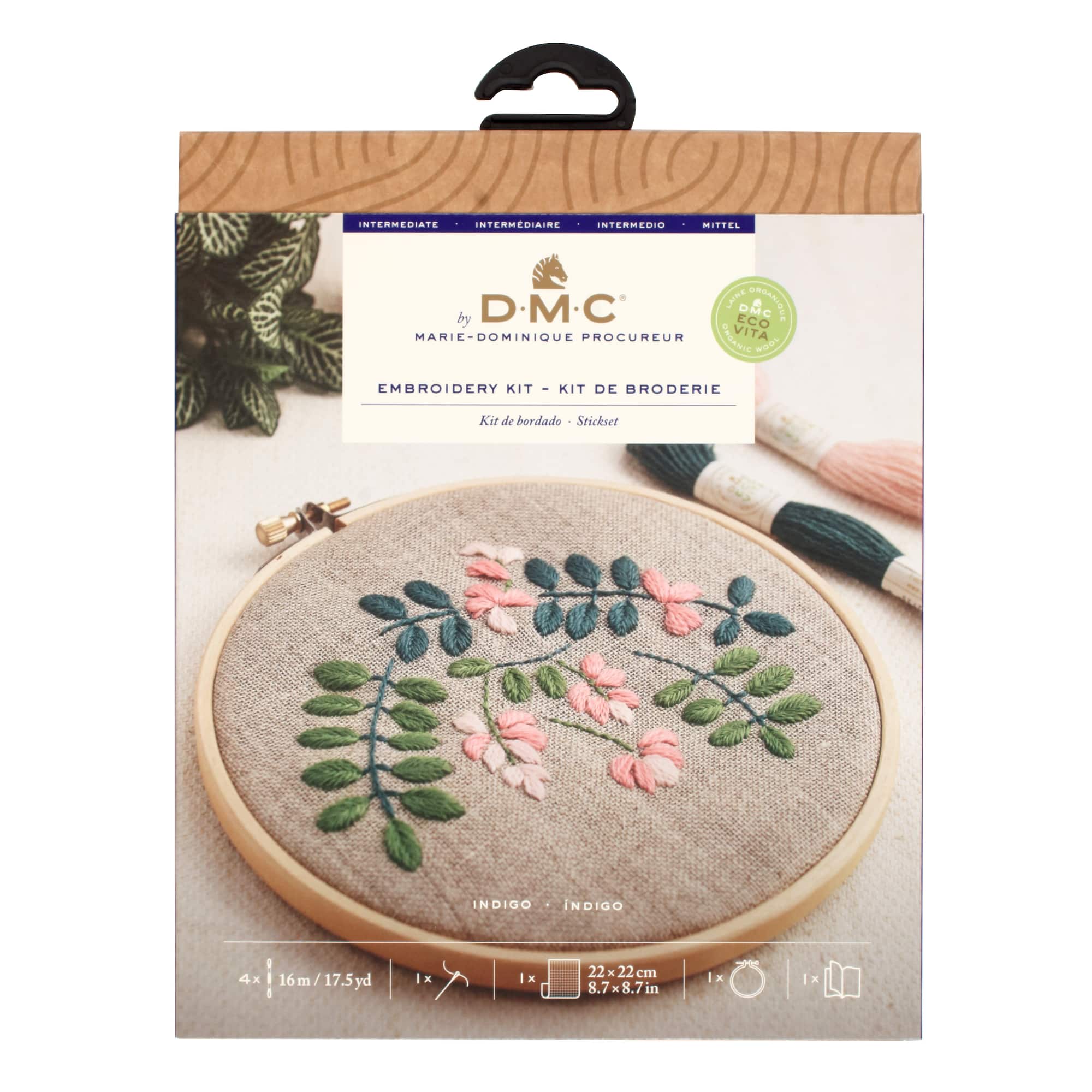 DMC® Indigo Intermediate Embroidery Kit with Hoop